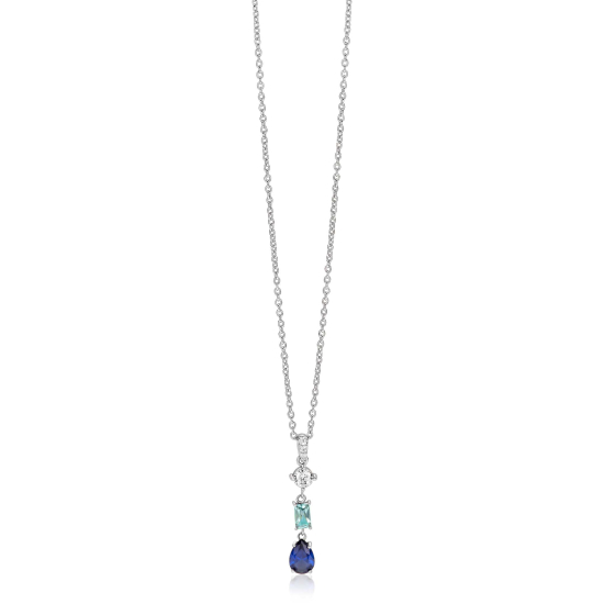 ZINZI zlv. collier hanger blauw peer/lichtbl.rechth/zc