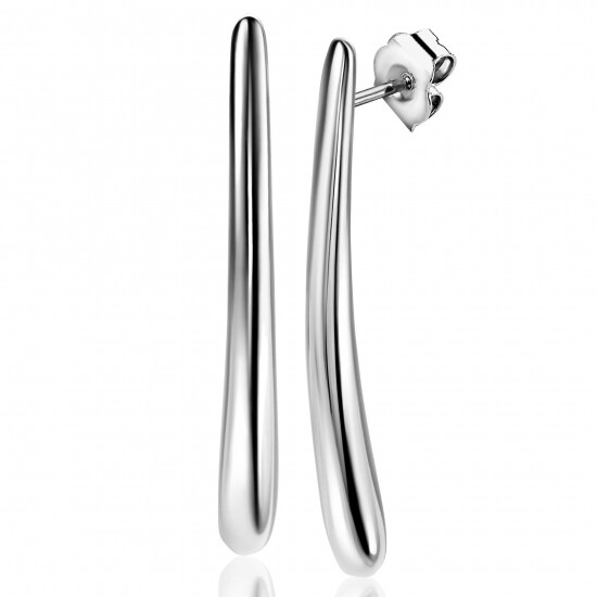 49mm ZINZI silver stud earrings in elongated teardrop shape ZIO2674