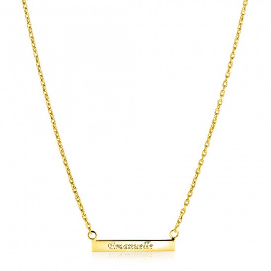 ZINZI Gold Plated Sterling Silver Necklace 45cm with Shiny Plate to Engrave ZIC2344G