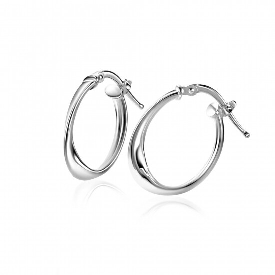 20mm ZINZI silver hoop earrings with a twisted tube and practical top closure, ZIO-BF95