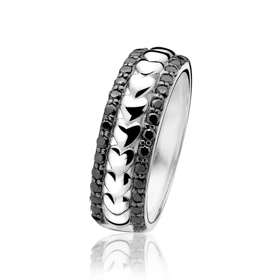 ZINZI Sterling Silver Ring Heart Black ZIR829Z