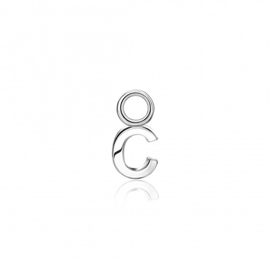 ZINZI Sterling Silver Letter Earrings Pendant C price per piece ZICH2144C (excl. hoop earrings)