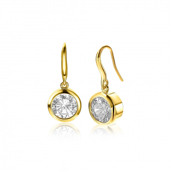 11mm ZINZI Gold Plated Sterling Silver Drop Earrings White Zirconia ZIO2