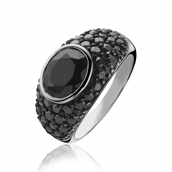ZINZI Sterling Silver Ring Black ZIR1045Z