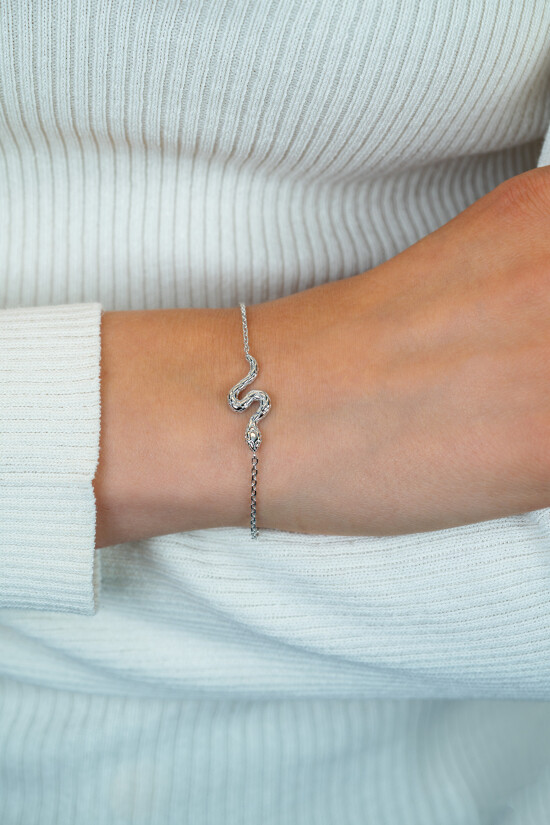 ZINZI zlv. armband met slang ertussen zirc.ogen