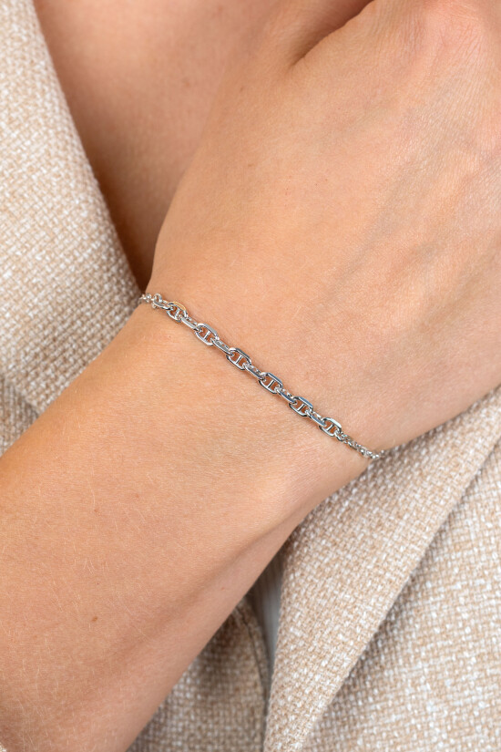 ZINZI zlv. armband marine schakels aflopend