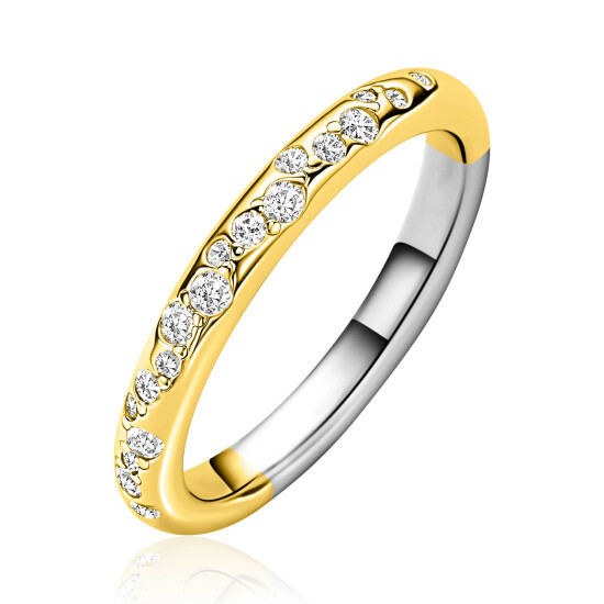 ZINZI zlv. ring gg.verg. met zirconia's pave mt.62