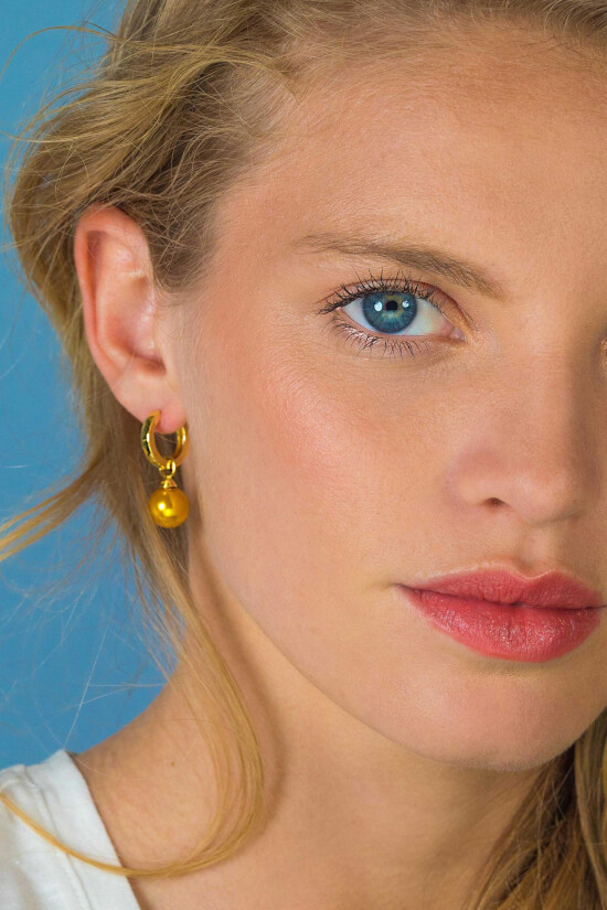 10mm ZINZI Gold Plated Sterling Silver Earrings Pendants Pearl Yellow ZICH266YG (excl. hoop earrings)
