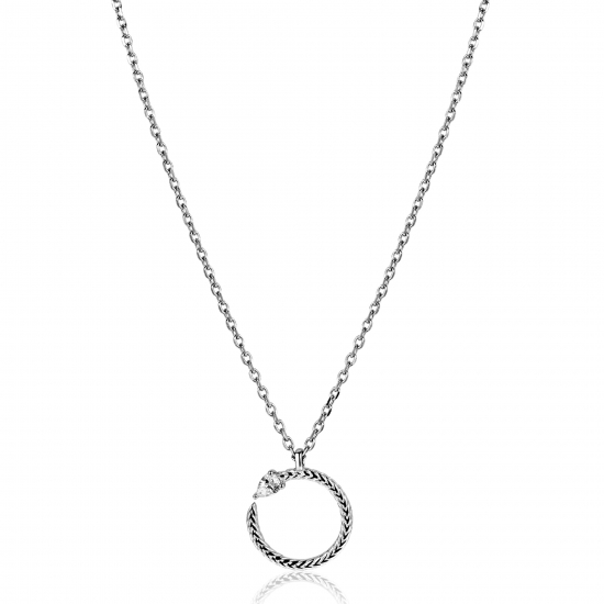 ZINZI zlv. collier met open ronde slanghanger zirc.