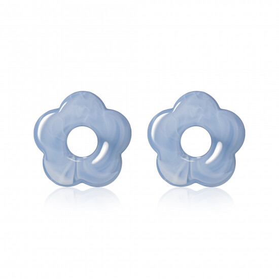 26mm flower-shaped light blue synthetic earring charms ZICH2720BA
