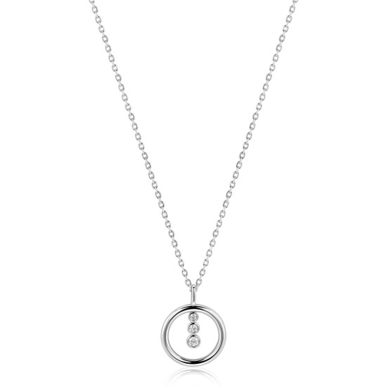 ZINZI zlv. collier hanger open rond en 3 zirconia's