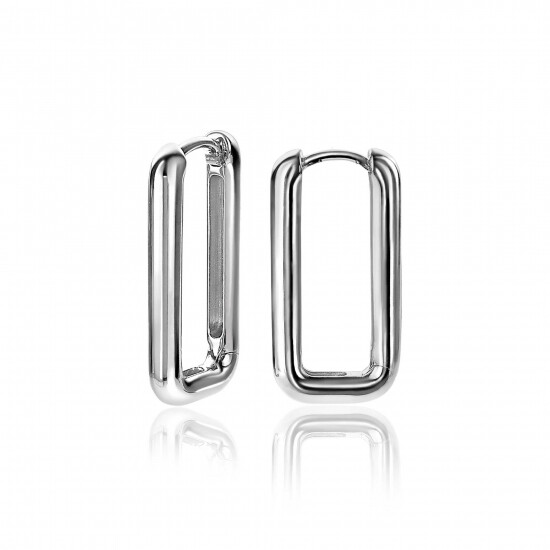24mm ZINZI Sterling Silver Hoop Earrings Rectangular 24x3mm ZIO2223