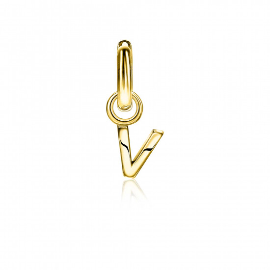 ZINZI Gold Plated Letter Earrings Pendant V price per piece ZICH2145V (excl. hoop earrings)