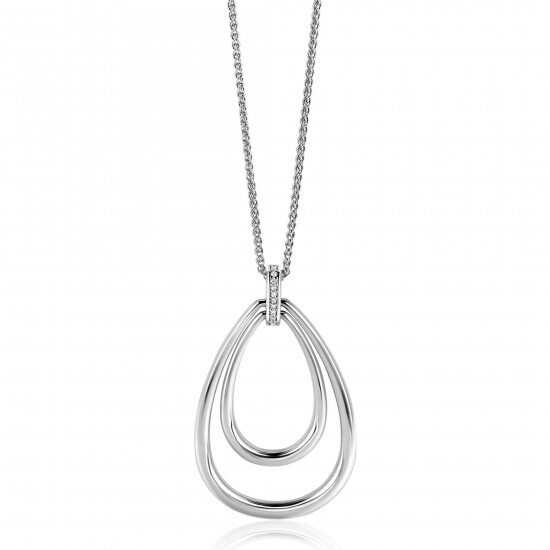 ZINZI Sterling Silver Necklace with Luxurious Oval Pendant (45mm) 70cm ZIC2489