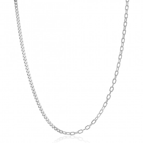 ZINZI Sterling Silver Multi-Chain Necklace with Curb and Paperclip Chains 2.7mm width 43-45cm ZIC2468