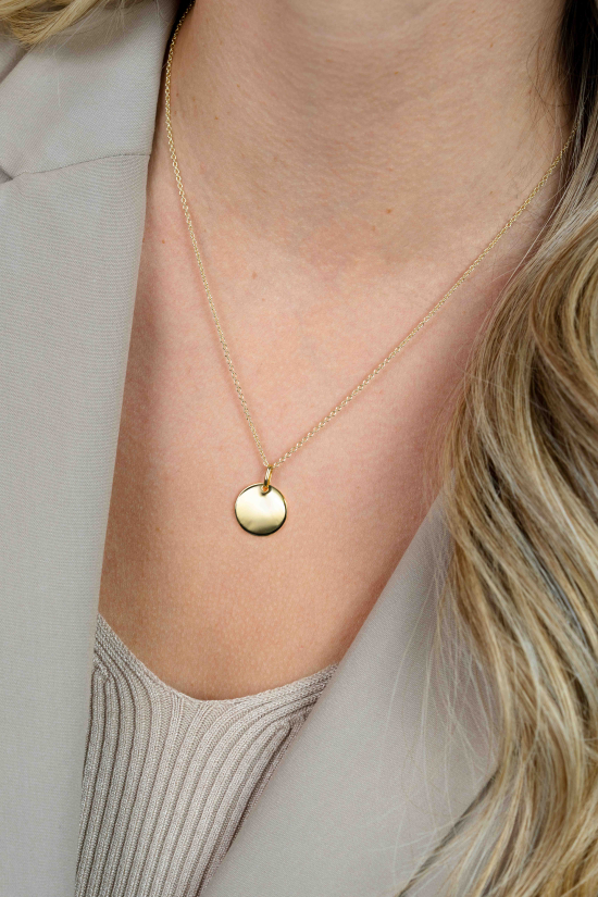 15mm ZINZI Gold Plated Sterling Silver Pendant Shiny Coin to Engrave ZIH2345G15 (excl. necklace)