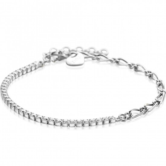 ZINZI Sterling Silver Fantasy Chain Bracelet Half Set with White Zirconias width 2,3mm 17-20cm ZIA2460