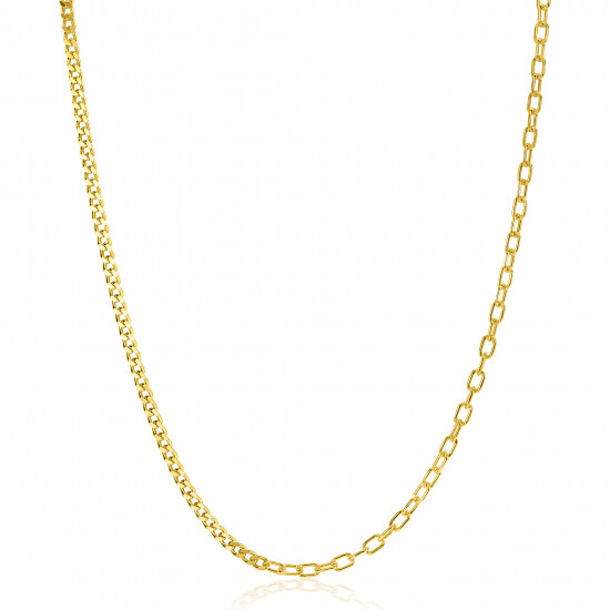 ZINZI Gold Plated Sterling Silver Multi-Chain Necklace with Curb and Paperclip Chains 2.7mm width 43-45cm ZIC2468G
