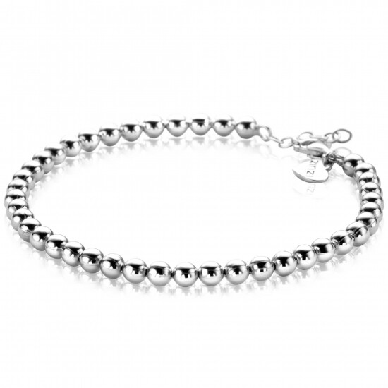 ZINZI silver bracelet with beaded links 4mm wide 18-20cm ZIA2659