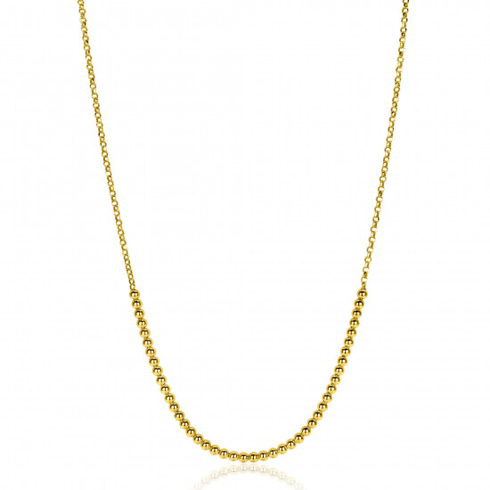 ZINZI gold plated silver jasseron necklace with bead links (2.5mm wide) in the middle 40-45cm ZIC2640G