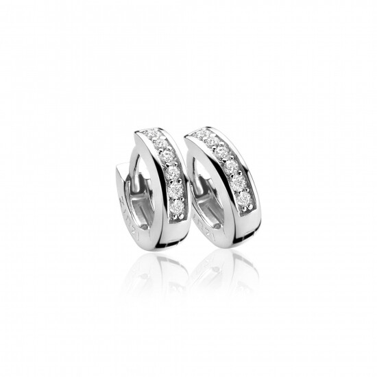 12mm ZINZI Sterling Silver Hoop Earrings White Zirconias 12x3mm ZIO187Z