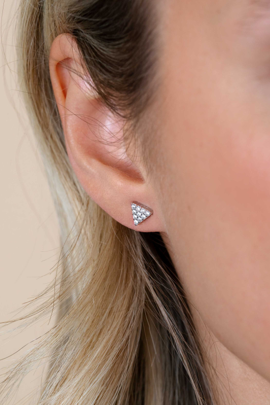 6mm ZINZI Sterling Silver Stud Earrings Triangle White ZIO1375Z