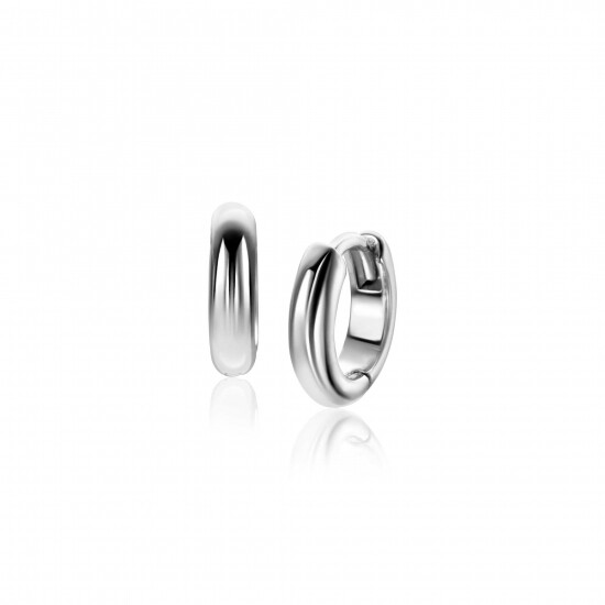 12.5mm ZINZI silver smooth hoops with round tube 3mm with luxury hinge closure ZIO2600