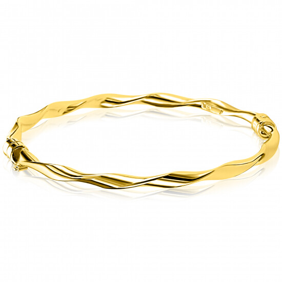 ZINZI zlv. bangle armband gg.verg. gedraaid 4mm