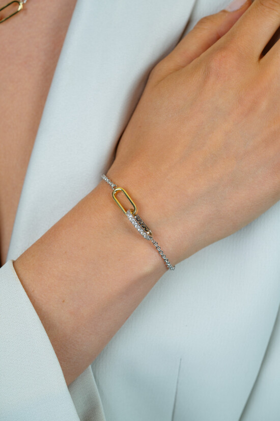 ZINZI zlv.armband bic.met verbonden schakels 1xzirc.