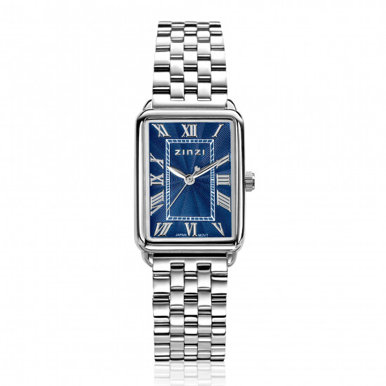 ZINZI Elegance Watch Blue Dial and Rectangular Case Stainless Steel Chain Strap 28mm  ZIW1955