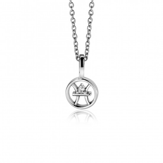 9mm ZINZI silver Pisces zodiac sign pendant set with white zirconias ZIH-VIS (without necklace)
