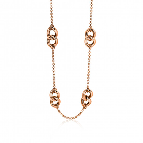 ZINZI Rose Gold Plated Sterling Silver Necklace Curb Chain 42-45cm ZIC1286R