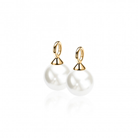 10mm ZINZI Gold Plated Sterling Silver Earrings Pendants Pearl White ZICH266WG (excl. hoop earrings)
