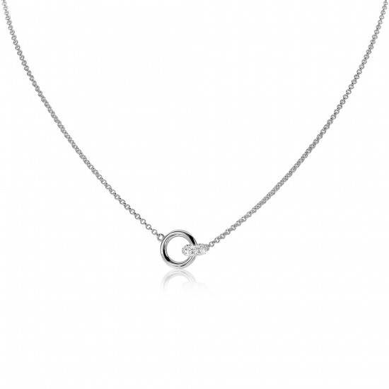 ZINZI Sterling Silver Necklace Round White 45cm ZIC1830