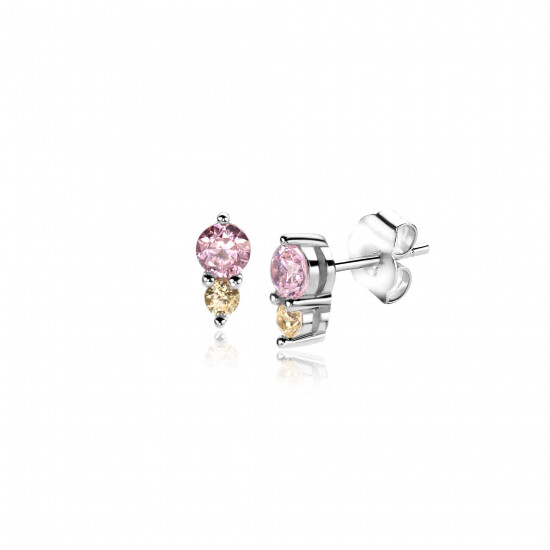 6mm ZINZI Sterling Silver Stud Earrings Round Pink Champagne ZIO2501