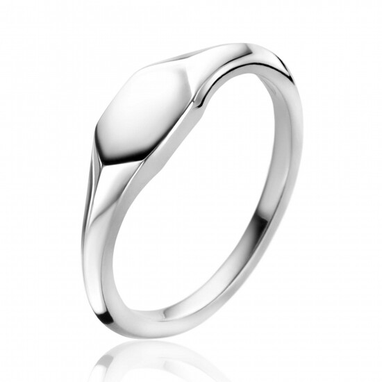 ZINZI Sterling Silver Monogram Ring in Shiny Hexagon shape width 5,5mm ZIR2437