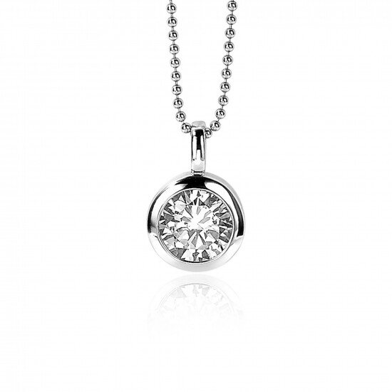 17mm ZINZI Sterling Silver Pendant Round White Zirconia ZIH1