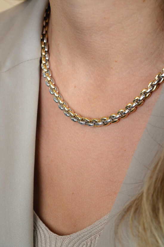ZINZI Gold Plated Sterling Silver Chain Necklace width 7mm 45cm ZIC1290