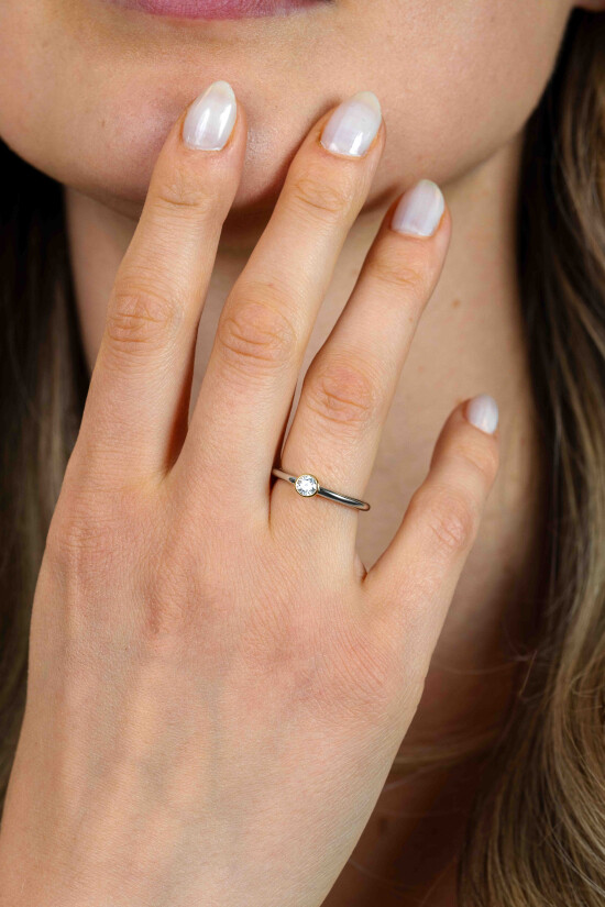 ZINZI Sterling Silver Ring Bicolor with White Zirconia ZIR1177Y
