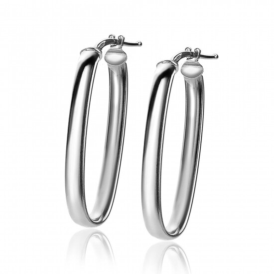 35mm ZINZI Sterling Silver Hoop Earrings Oval 35x4mm ZIO2164