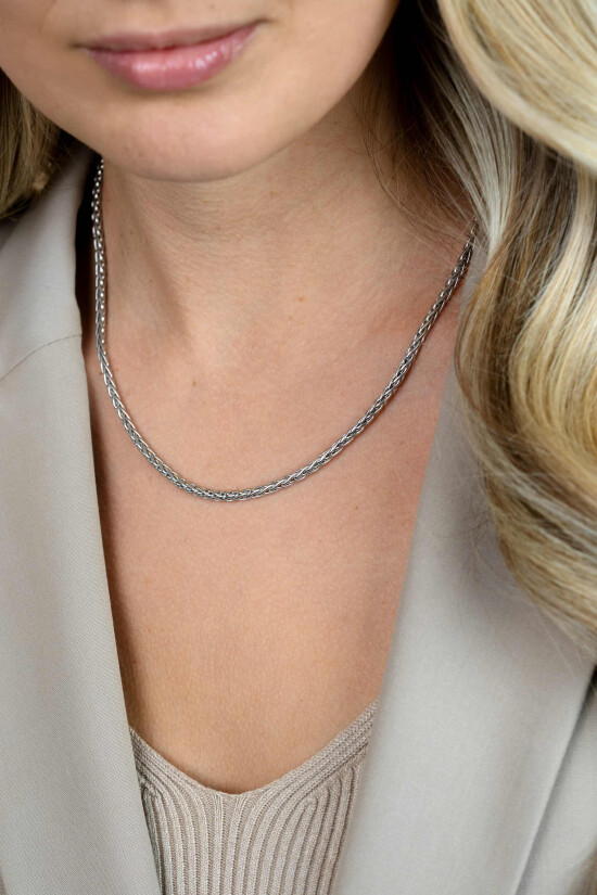 ZINZI Sterling Silver Wheat Chain Necklace width 3mm 45cm ZIC1912