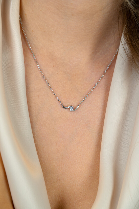 ZINZI zlv. collier slagmodel met zirconia