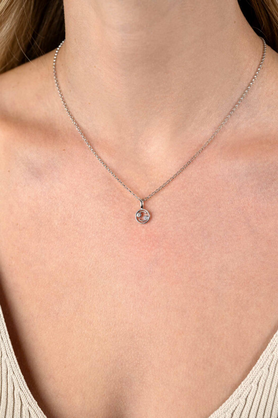 9mm ZINZI silver Cancer zodiac sign pendant set with white zirconias ZIH-KRE (without necklace)