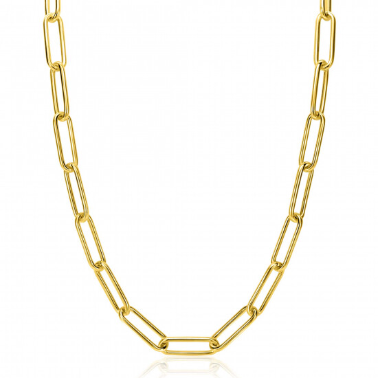 ZINZI Gold Plated Sterling Silver Paperclip Chain Necklace length chain 7mm 45cm ZIC2533G