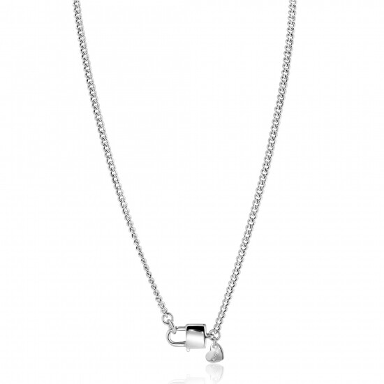 ZINZI Sterling Silver Curb Chain Necklace with Trendy Lock as Clasp 3.8mm width 43cm ZIC2411