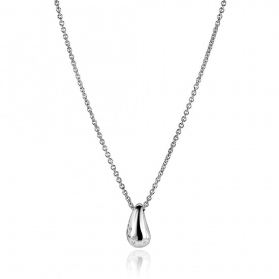 ZINZI silver link necklace with teardrop-shaped pendant (15mm) set with four white cubic zirconias 42-45 cm ZIC2655