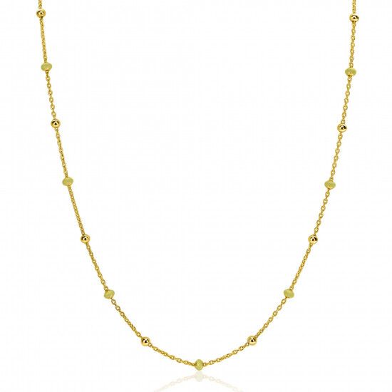 ZINZI Gold Plated Sterling Silver Fantasy Necklace with 13 Yellow Green Donuts and Shiny Beads 42-45cm ZIC2508