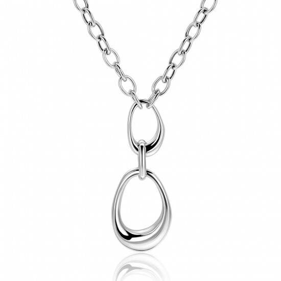 ZINZI silver Y-necklace with paperclip links and three organic shapes 48cm ZIC2670