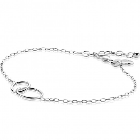 ZINZI Sterling Silver Paperclip Chain Bracelet with 2 Connected Open Circles 17-20cm ZIA2275