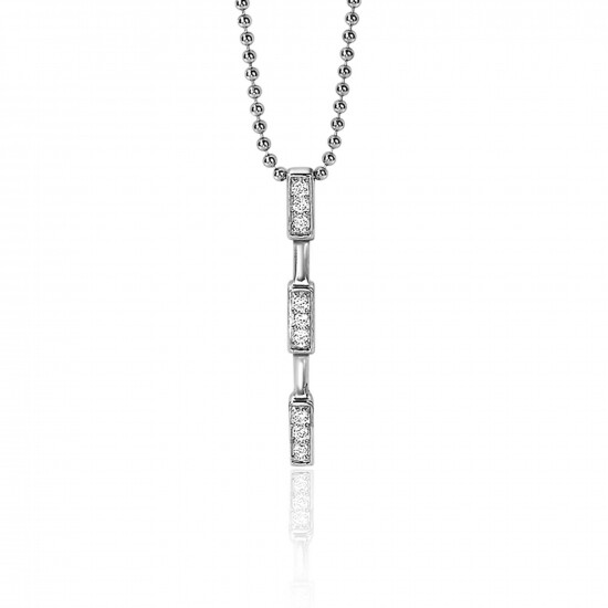 26mm ZINZI Sterling Silver Pendant Bar White Zirconias ZIH1958